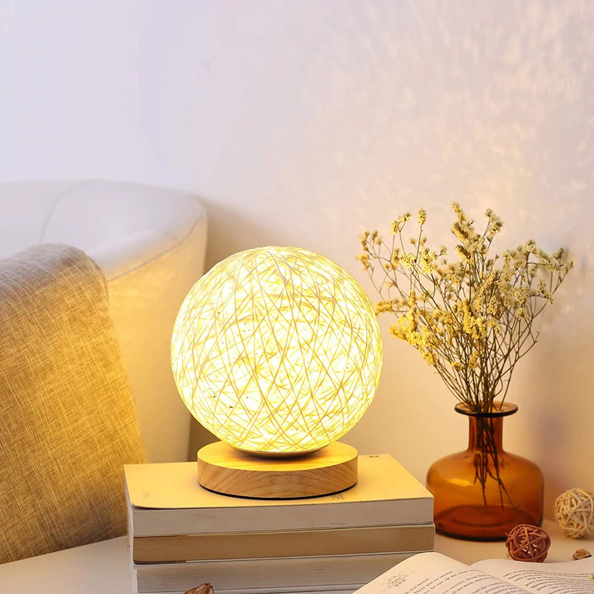 Lampka LED kula rattanowa- lampka biurowa USB(2 warianty)