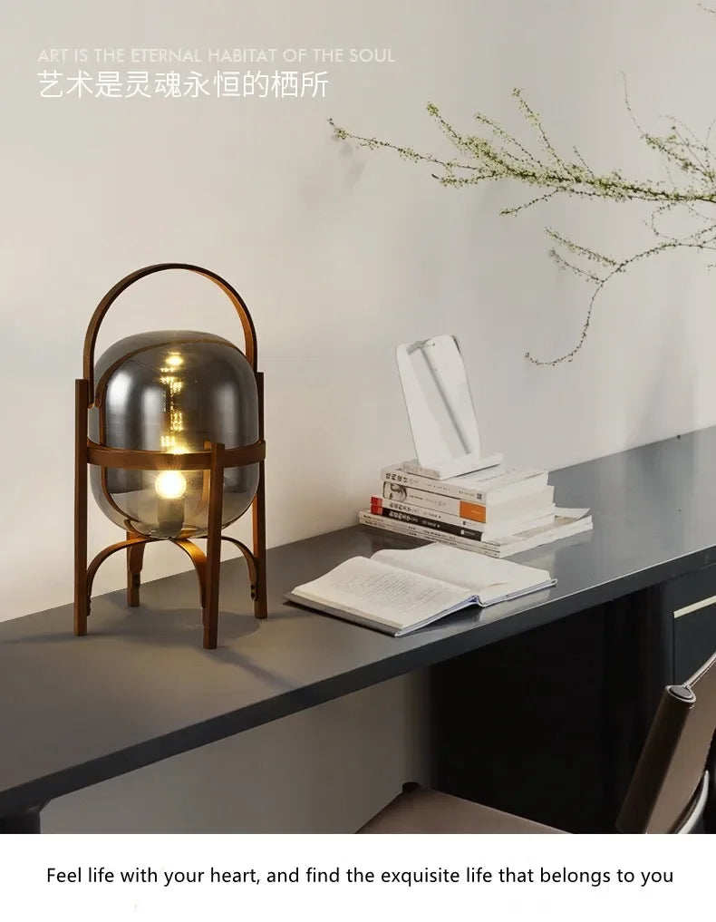 Minimalistyczna Lampka Nocna z Dewna i Szkła-Styl Japandi,6 Wariantów