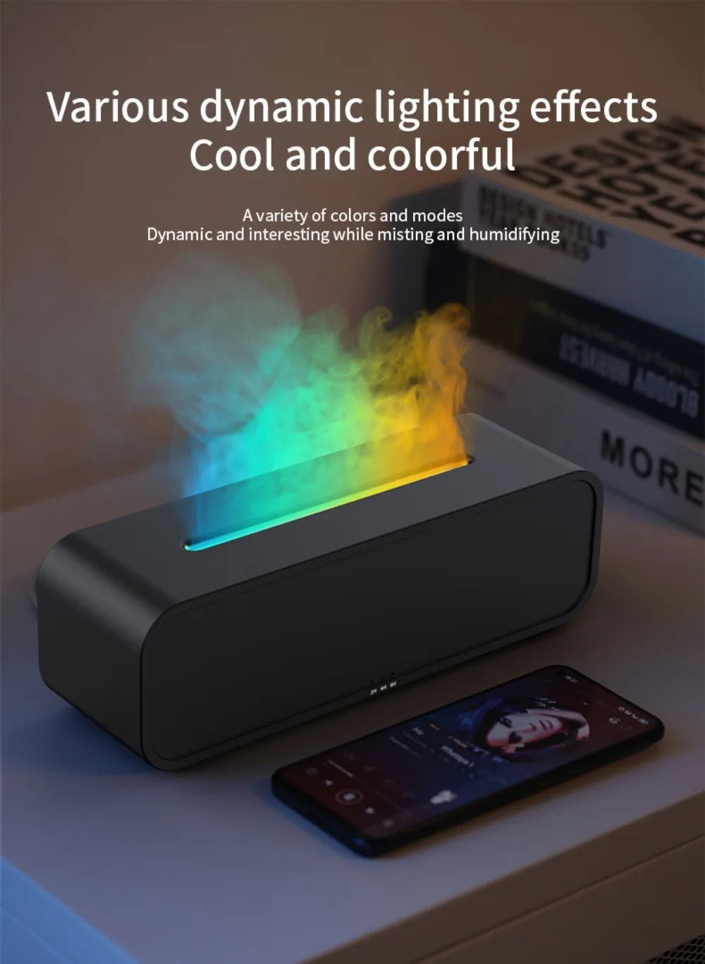 Nawilżacz Powietrza z Efektem Płomienia i Funkcją Dyfuzora LED
