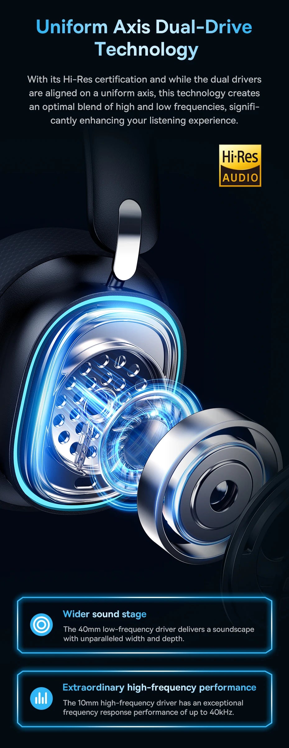 Słuchawki gamingowe z mikrofonem, Bluetooth 5.3, przewodowe i bezprzewodowe, 40 mm, do gier i transmisji
