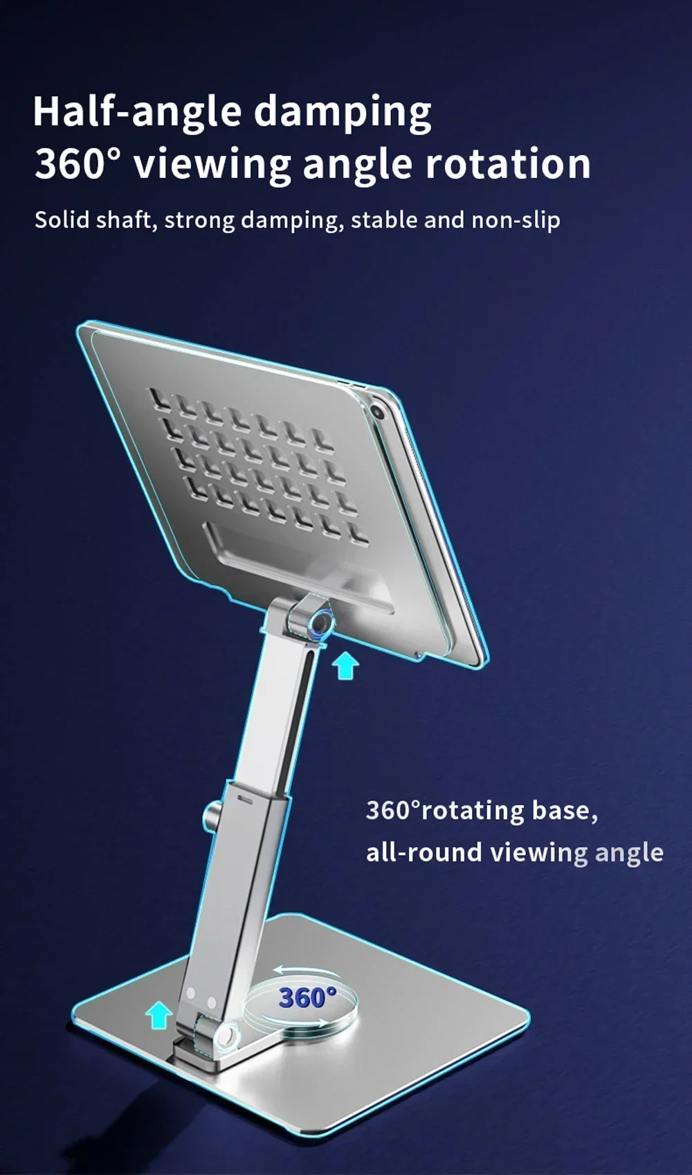 Aluminiowa podstawka pod tablet i laptop z regulacją wysokości i kąta obrotu 360°