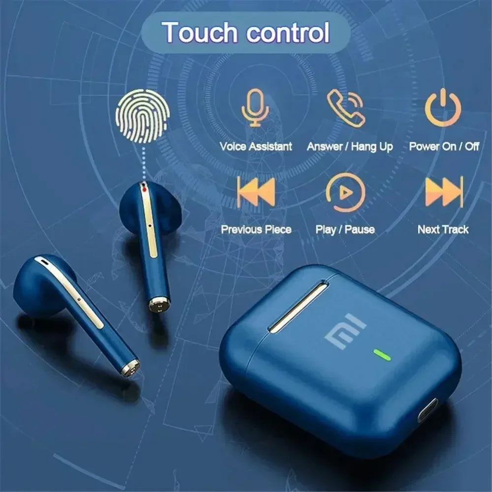 Bezprzewodowe słuchawki douszne Bluetooth 5.3 z mikrofonem, kompaktowe etui ładujące