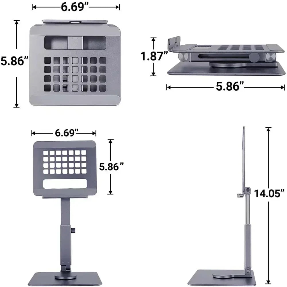 Aluminiowa podstawka pod tablet i laptop z regulacją wysokości i kąta obrotu 360°