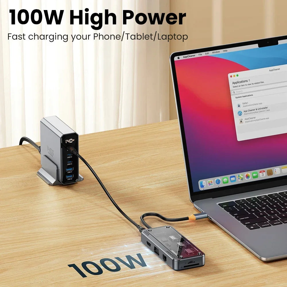 10w1 Stacja dokująca USB-C z HDMI 4K,PD 100W i czytnikiem kart-uniwersalny HUB