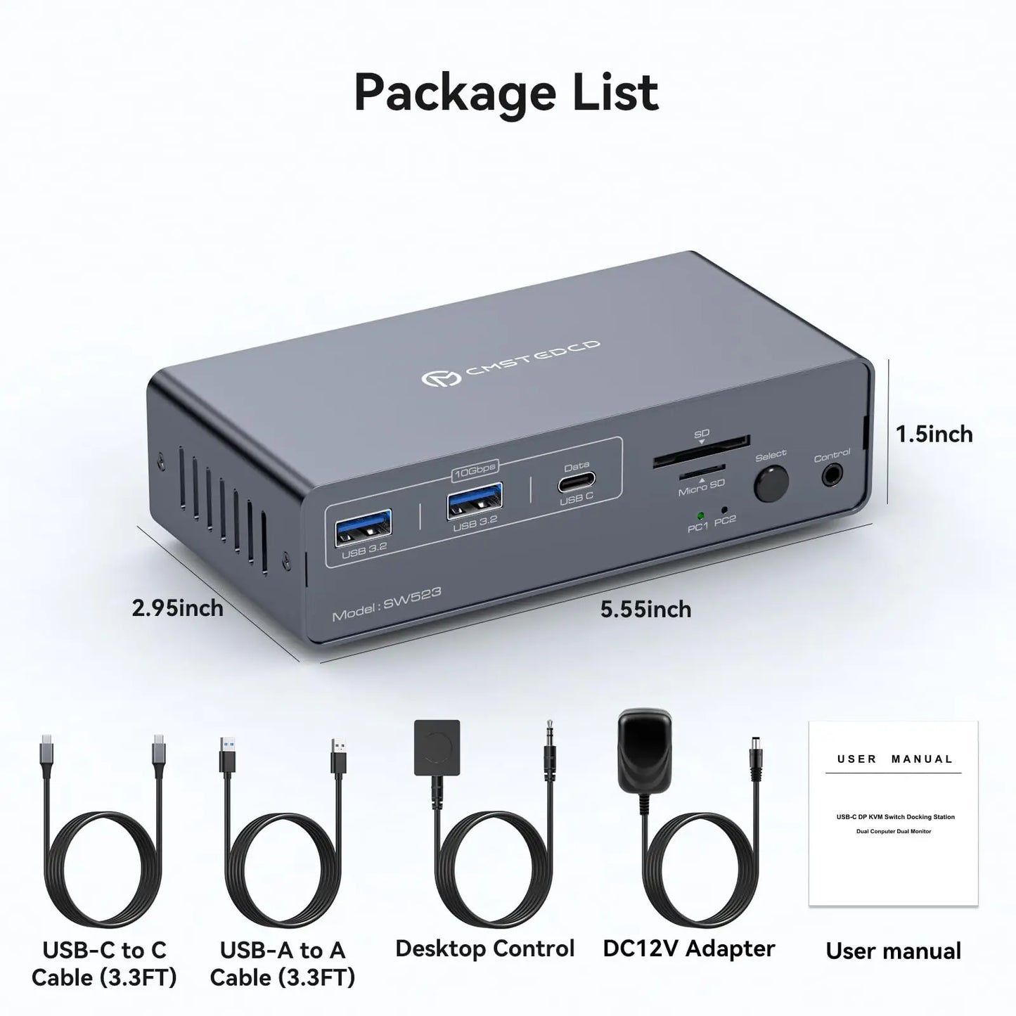 Stacja dokująca USB C z HDMI i DisplayPort-Dual Monitor dla Laptopa i PC