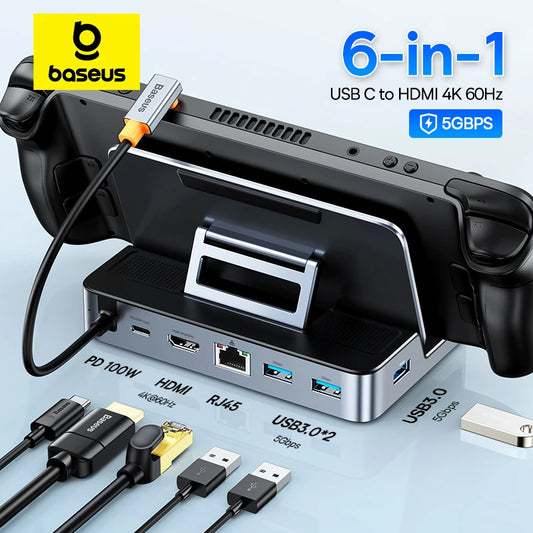 Stacja Dokująca USB-C do Steam Deck i Laptopów-6 portów z HDMI 4K
