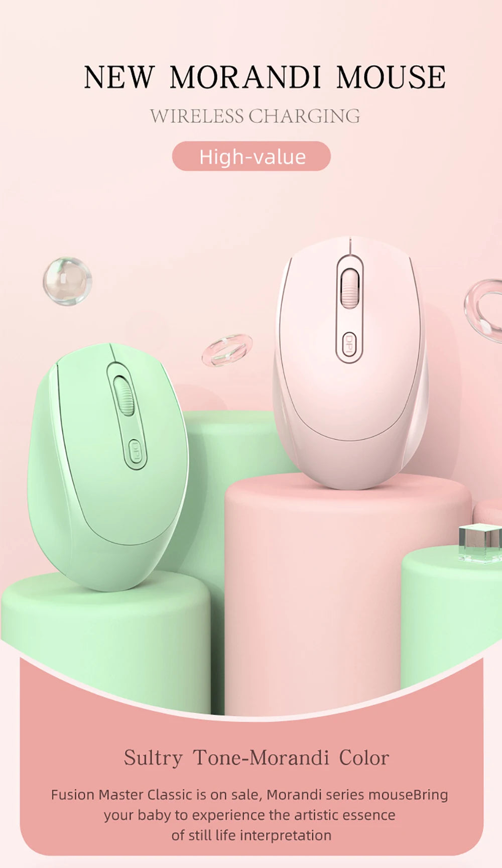 Bezprzewodowa myszka Bluetooth 5.2 – cicha i lekka, do biura, nauki i gier
