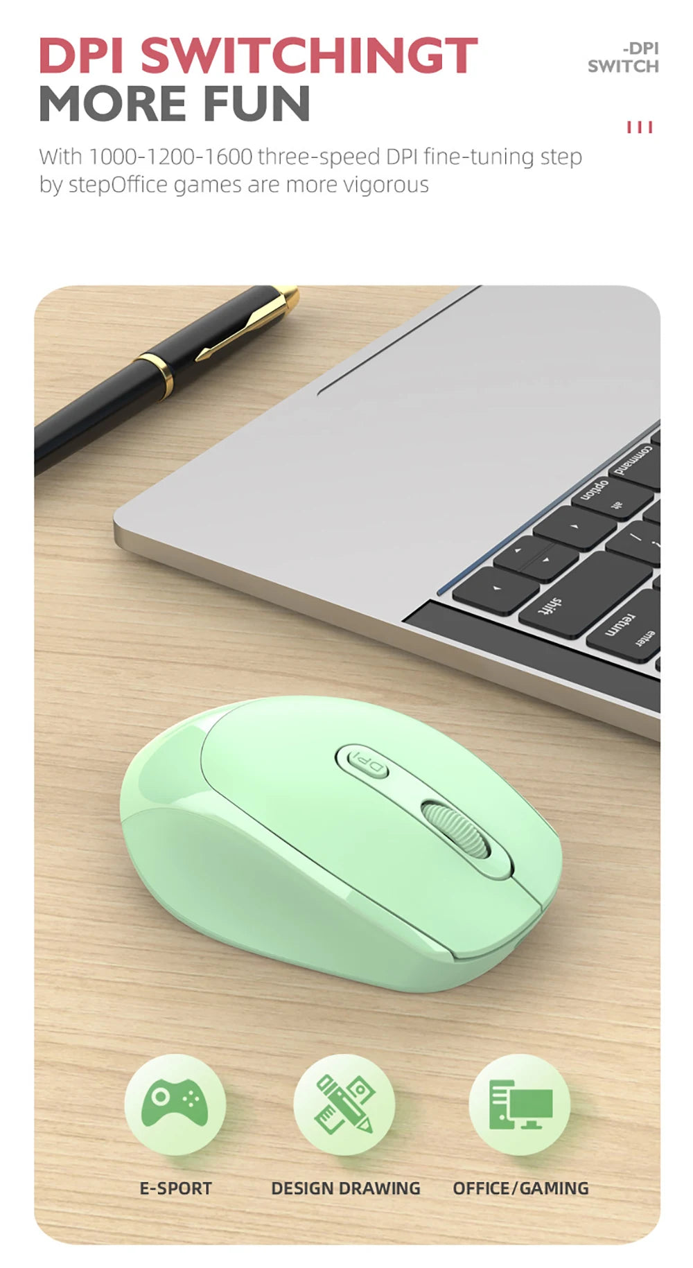 Bezprzewodowa myszka Bluetooth 5.2 – cicha i lekka, do biura, nauki i gier