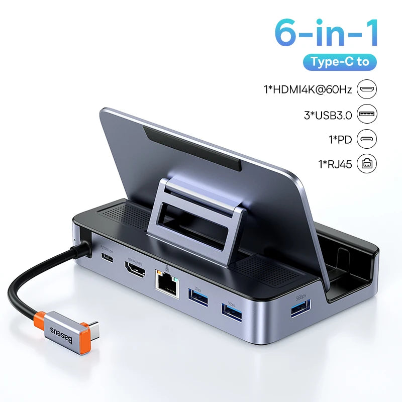 Stacja Dokująca USB-C do Steam Deck i Laptopów-6 portów z HDMI 4K