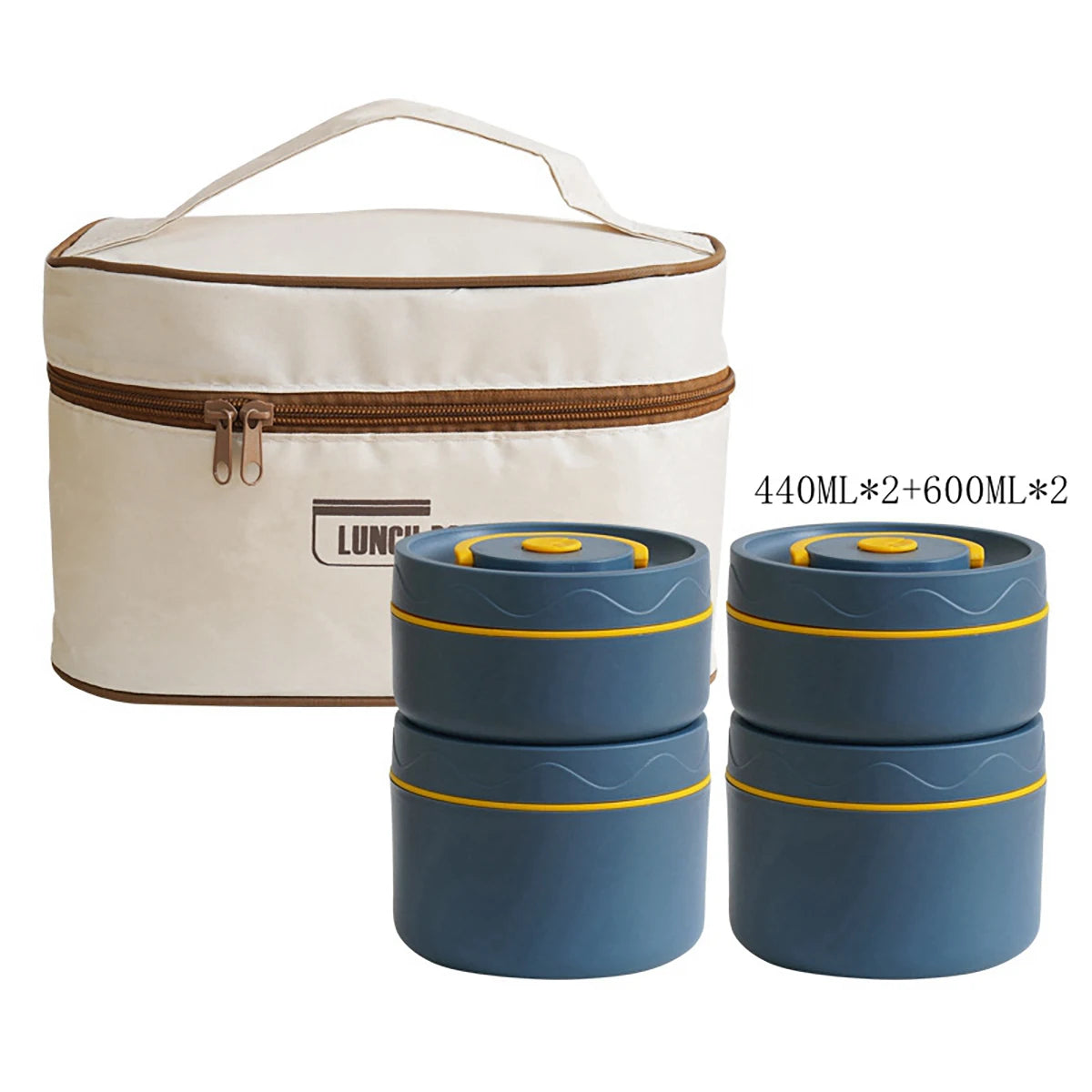 Lunchbox Stalowy z Torbą Termiczną – Dwuwarstwowy, Hermetyczny Pojemnik na Jedzenie