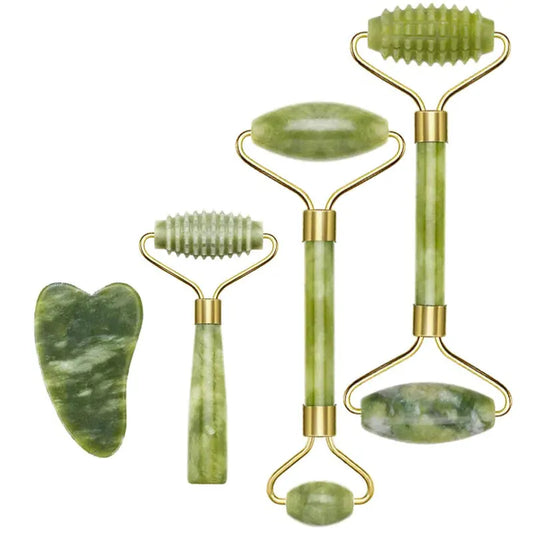 Zestaw Jadeitowy do Masażu Twarzy-Roller+Gua Sha