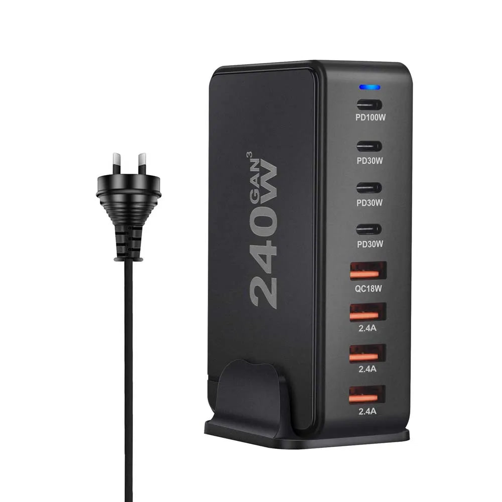 Wieloportowa ładowarka USB z szybkim ładowaniem i kompaktową konstrukcją