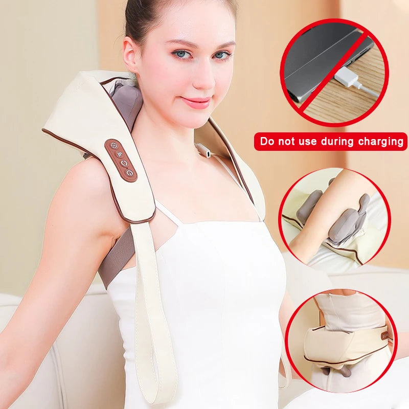 Masażer Shiatsu do karku i pleców z funkcją podgrzewania i rotacją