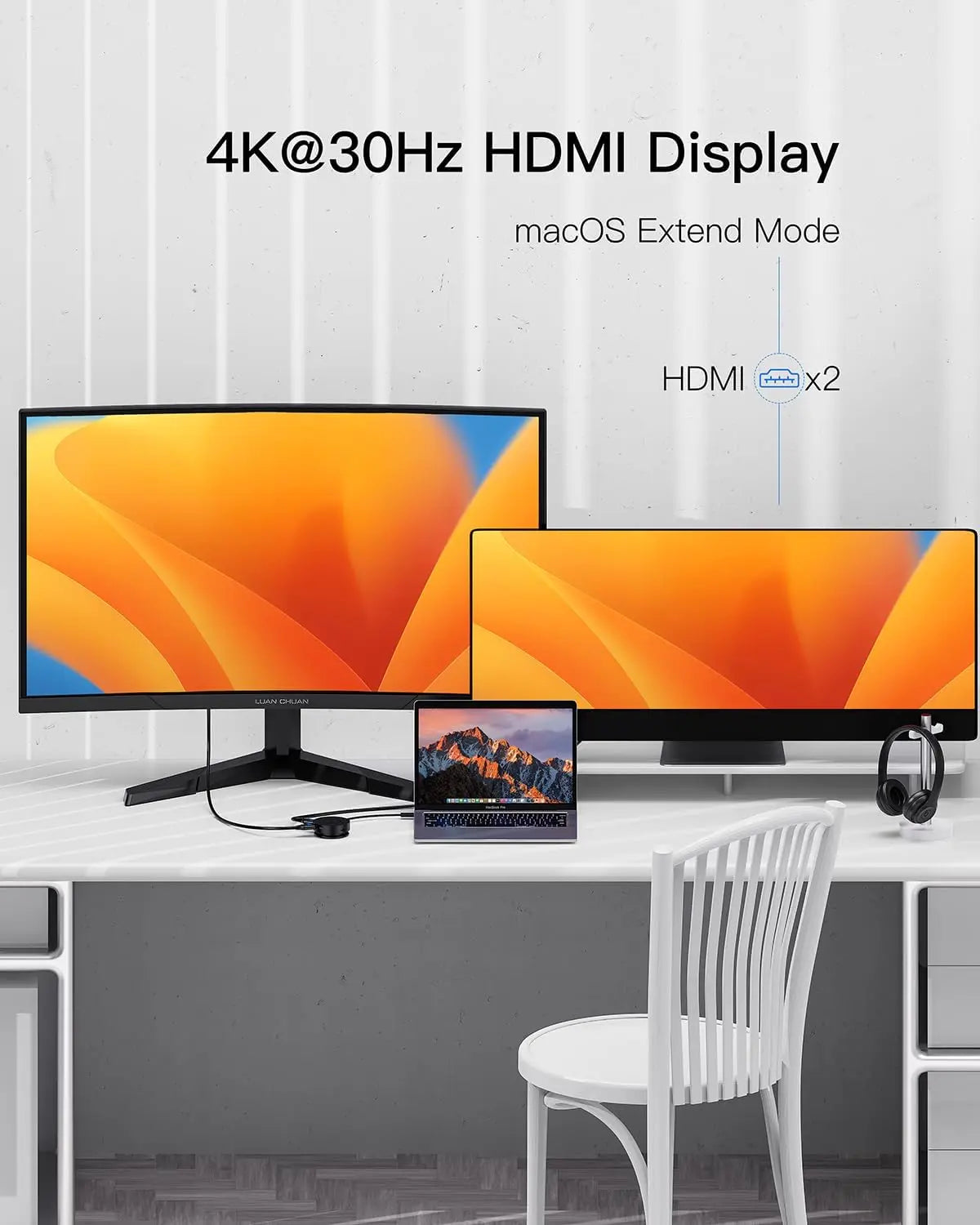Stacja dokująca 7w1 USB-C z HDMI 4K,Ethernet,czytnikiem kart i szybkim ładowaniem.