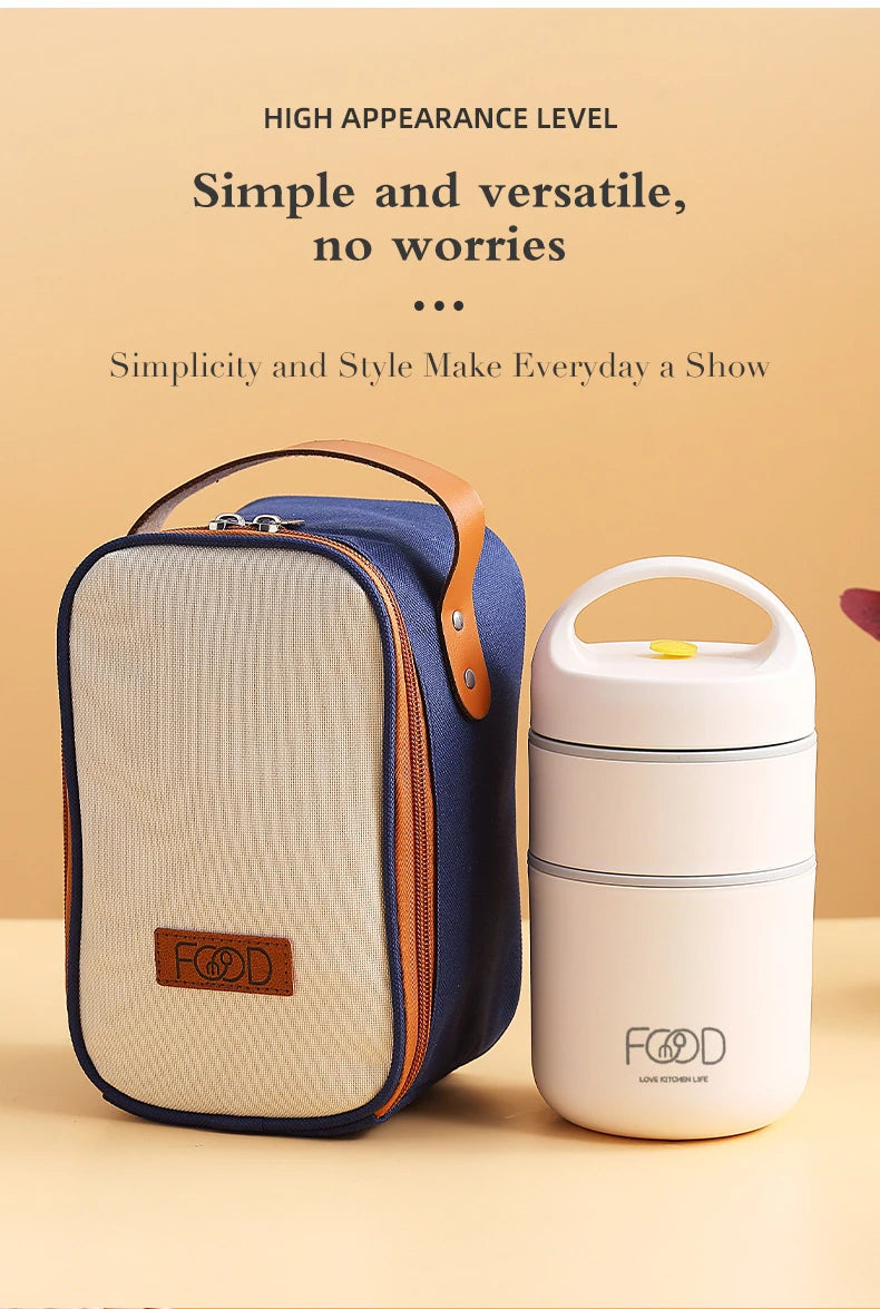 Lunchbox  termiczny ze stali nierdzewnej z torbą i łyżką.Dla dzieci i dorosłych