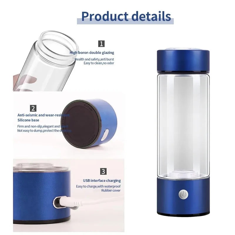 Butelka z Generatorem Wodoru – Przenośna, USB, 380 ml