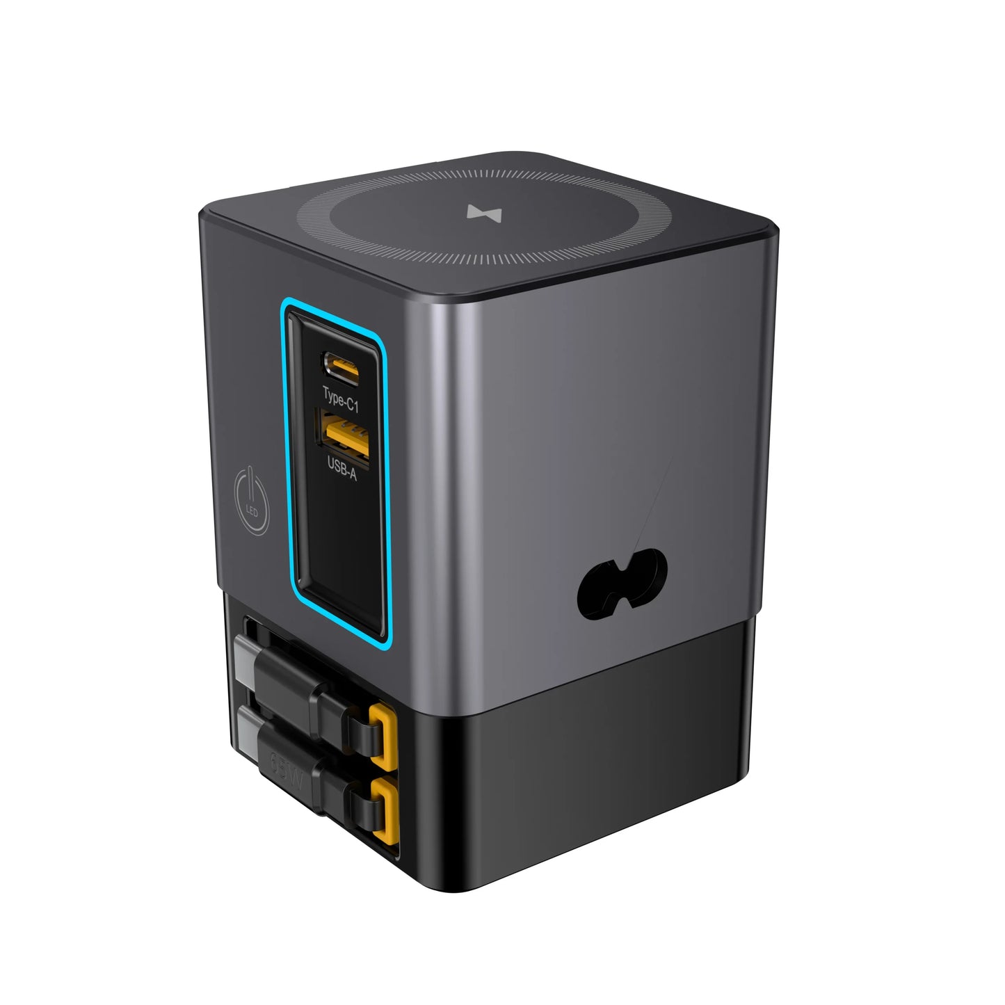 Stacja ładowania 5w1 100W z wysuwanym kablem USB-C_wielofunkcyjna ładowarka biurkowa