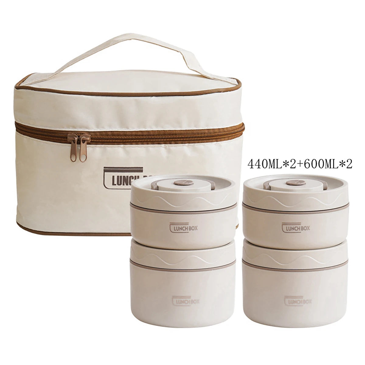 Lunchbox Stalowy z Torbą Termiczną – Dwuwarstwowy, Hermetyczny Pojemnik na Jedzenie