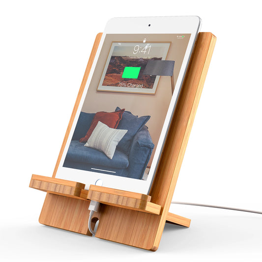 Bambusowa podstawka pod tablet i telefon-regulowana- na biurko