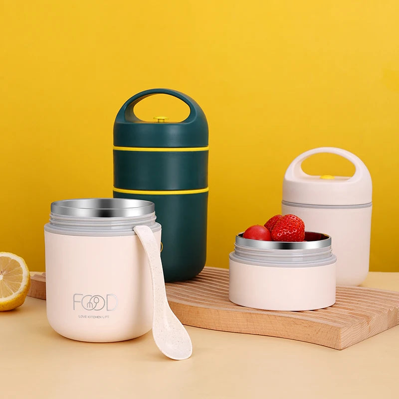 Lunchbox  termiczny ze stali nierdzewnej z torbą i łyżką.Dla dzieci i dorosłych