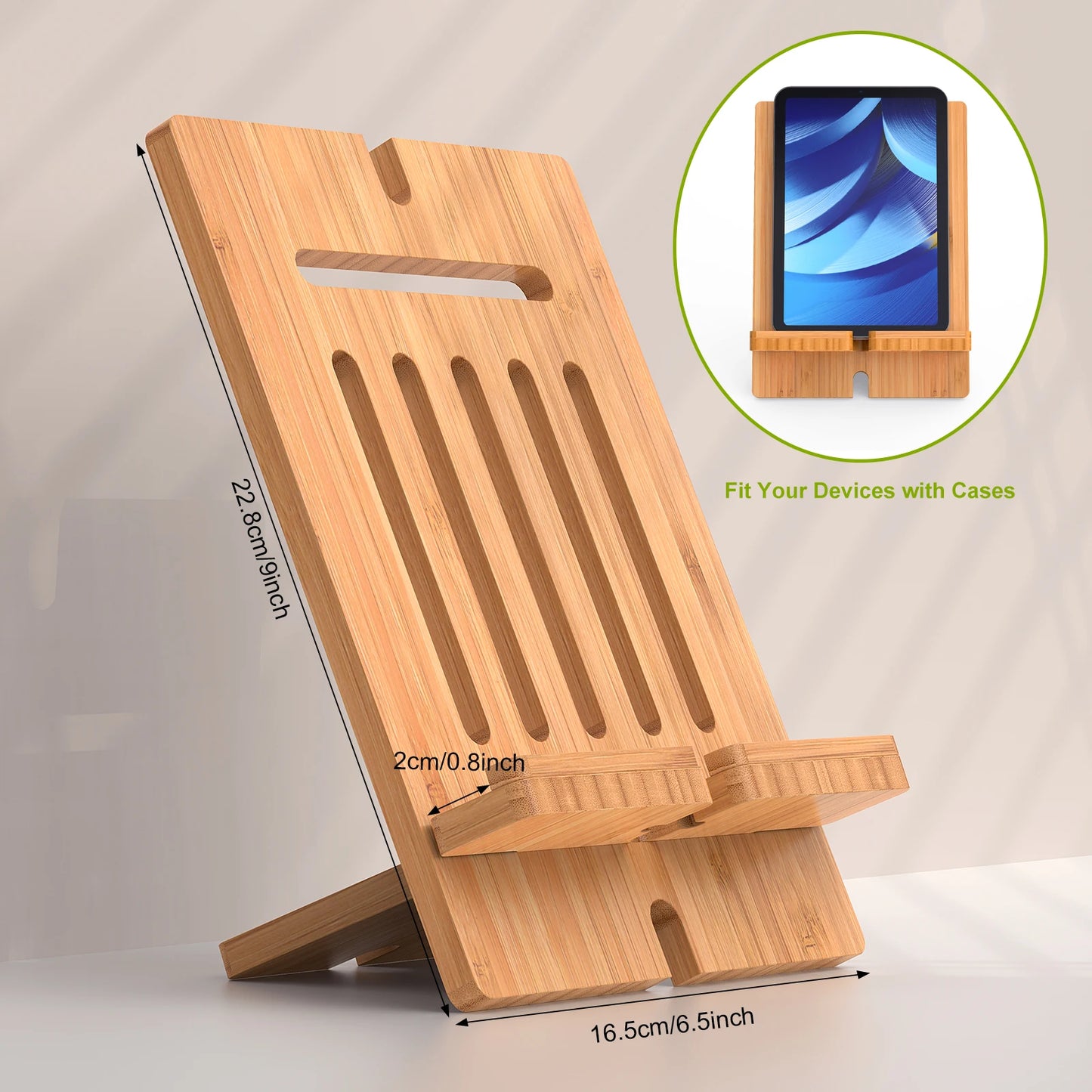 Bambusowa podstawka pod tablet i telefon-regulowana- na biurko