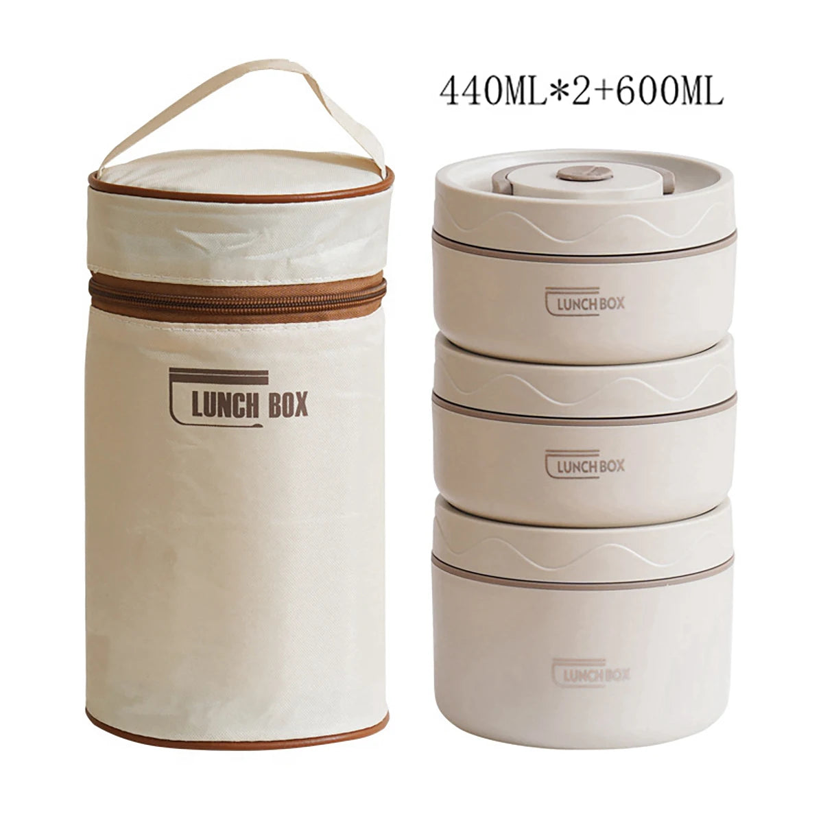 Lunchbox Stalowy z Torbą Termiczną – Dwuwarstwowy, Hermetyczny Pojemnik na Jedzenie