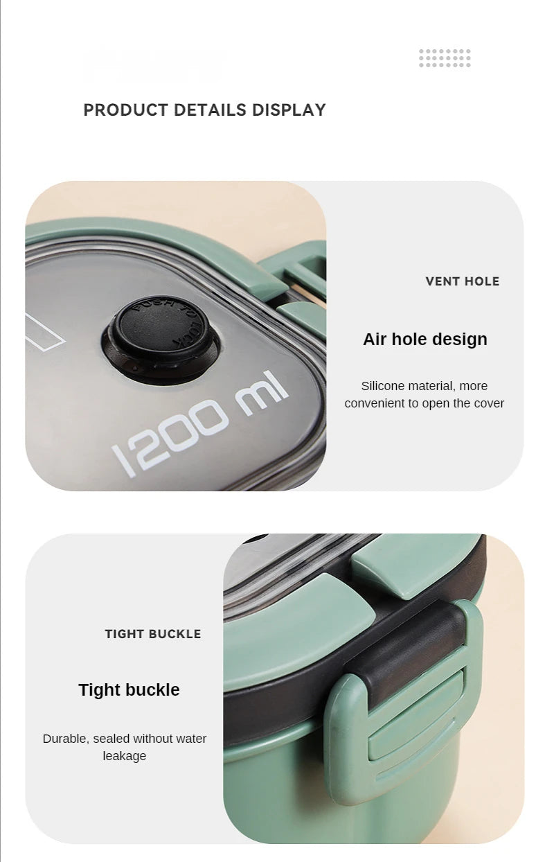 Lunchbox  1200ml z łyżką i widelcem-szczelny pojemnik dla dzieci i dorosłych