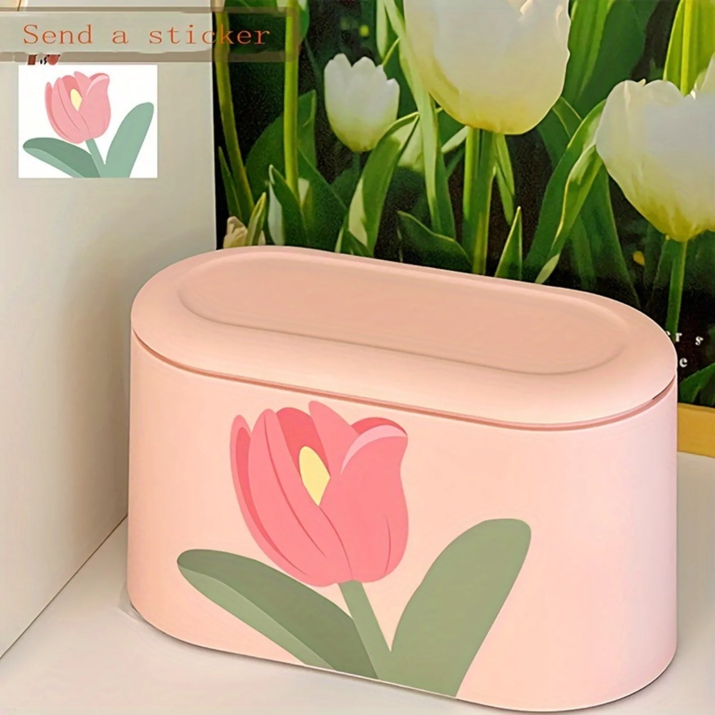 Tulipanowy Kosz na Śmieci do Biura i Domu – Mini Pojemnik na Odpady