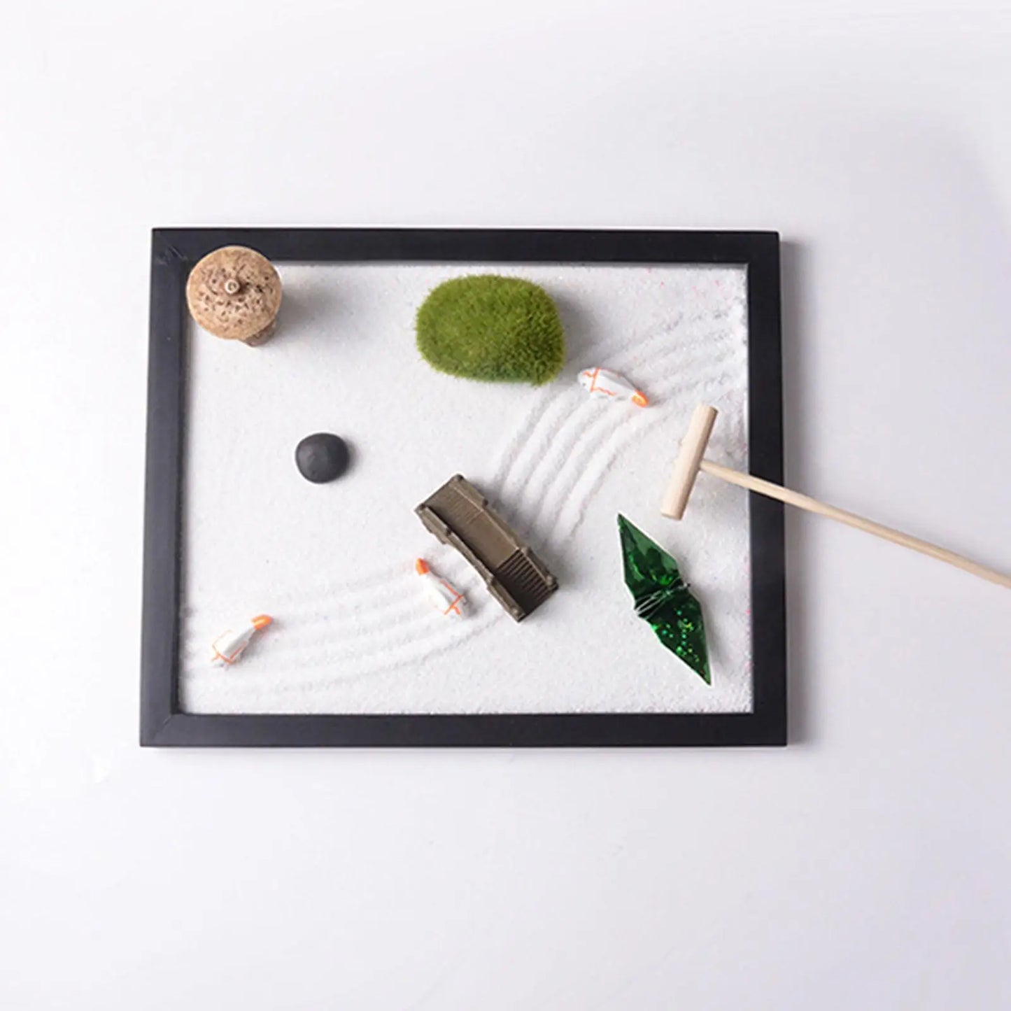 Zestaw Zen Garden-Japoński Mini Ogród Piaskowy na Biurko z Figurką Buddy