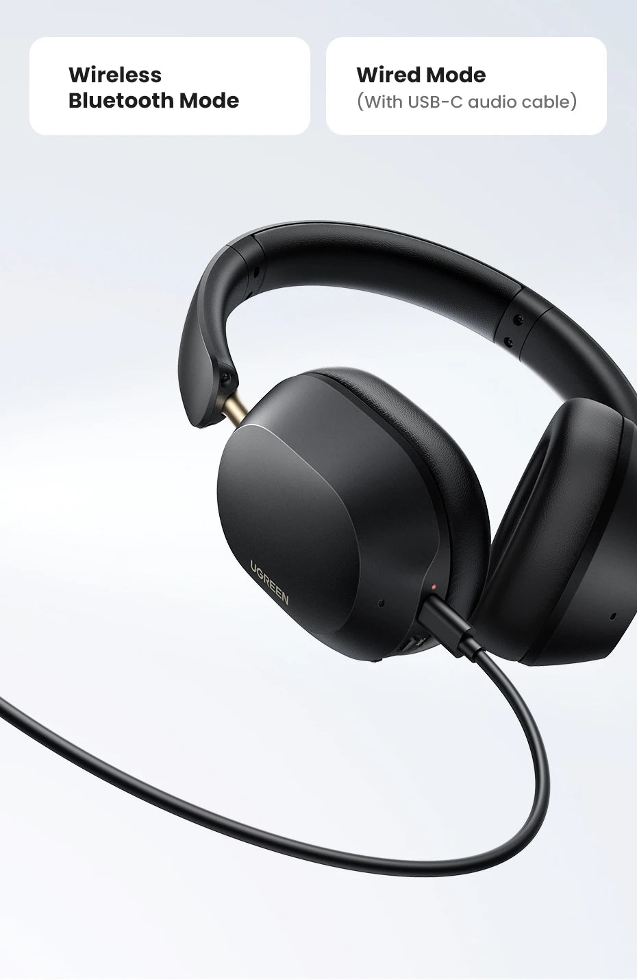 Bezprzewodowe słuchawki z redukcją hałasu, Bluetooth 5.3, długi czas pracy