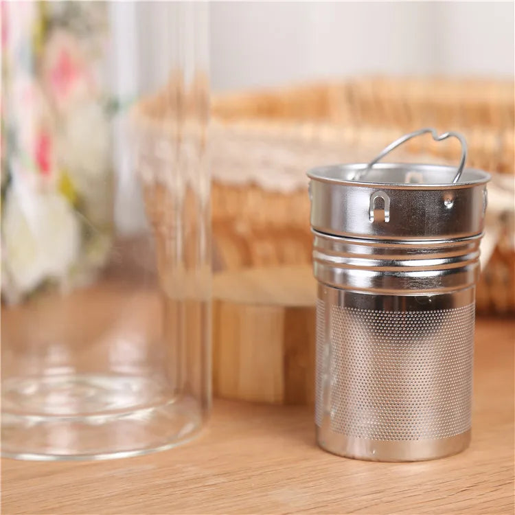 Szklana Butelka z Bambusową Zakrętką-300ml/400ml/500ml z Filtrem ze Stali