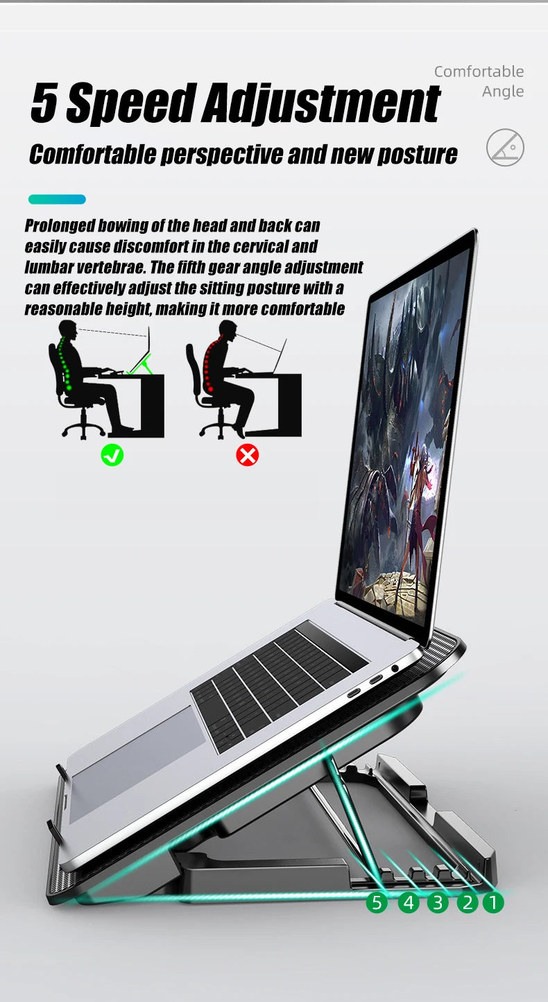 Podstawka chłodząca do laptopa z podświetleniem RGB, 6 wentylatorów, 2 porty USB