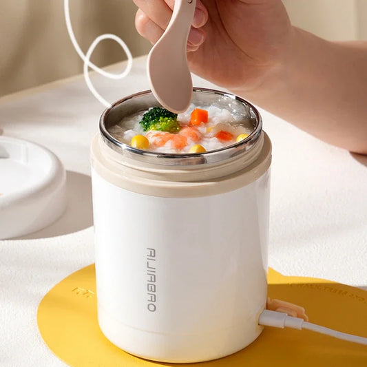 Elektryczny pojemnik USB 600 ml – podgrzewane jedzenie i napoje ze stali nierdzewnej