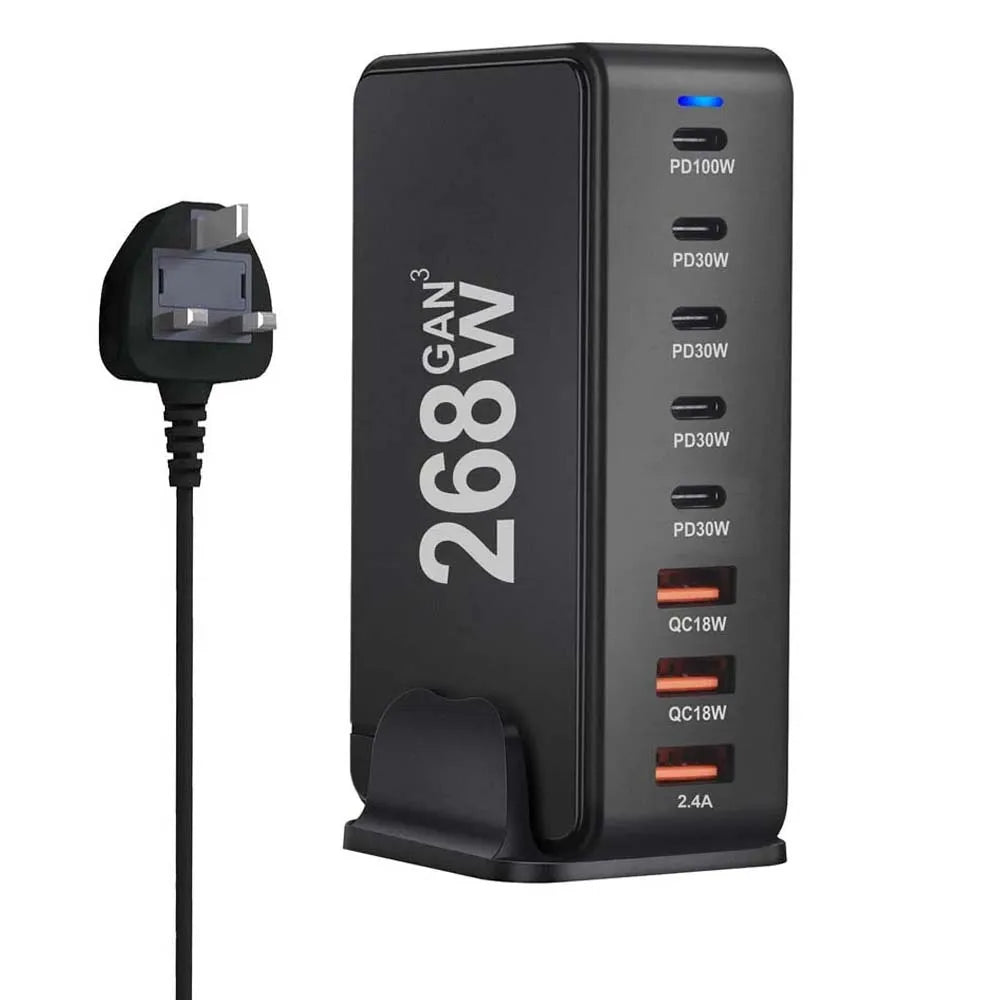 Wieloportowa ładowarka USB z szybkim ładowaniem i kompaktową konstrukcją