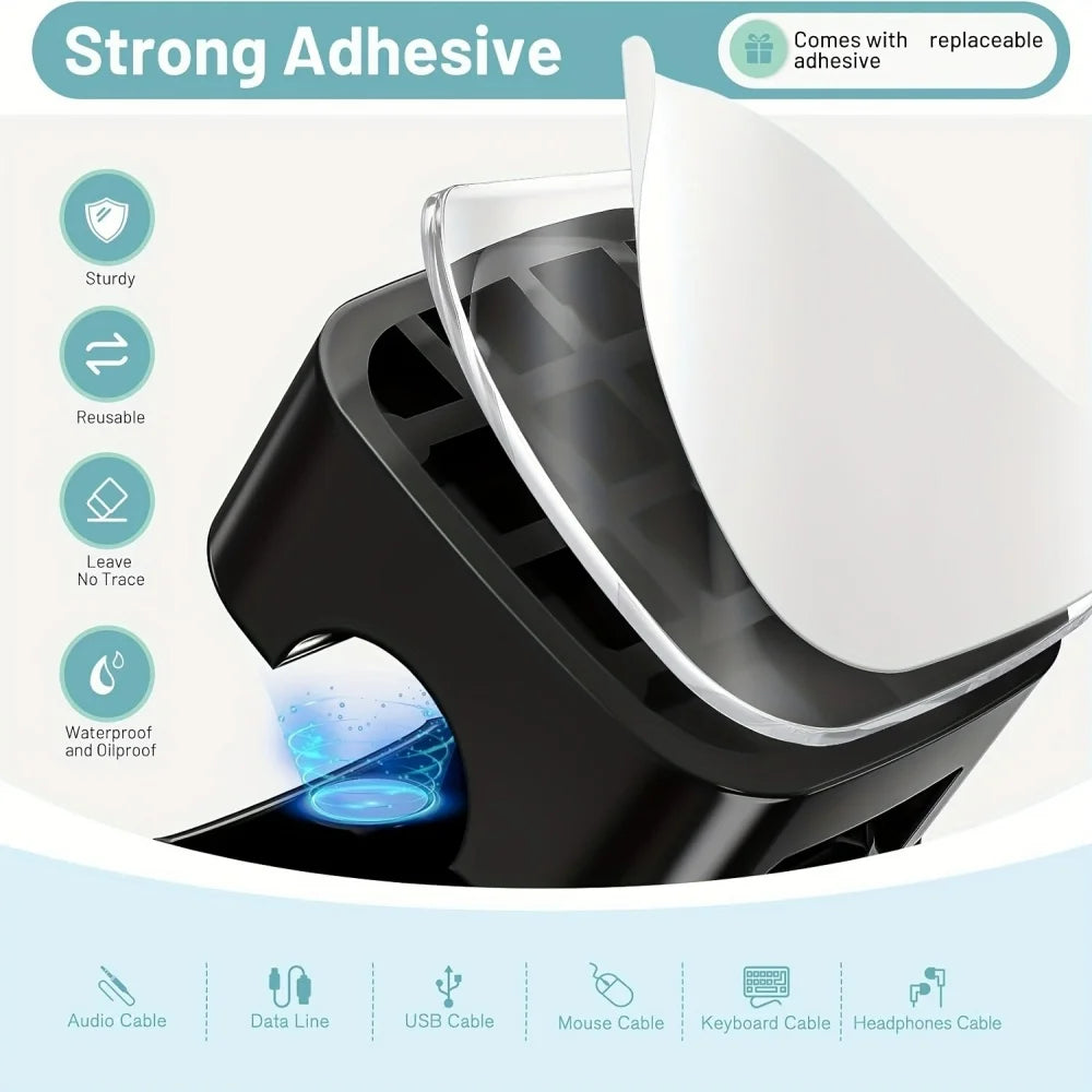 Magnetyczne klipsy do kabli – organizer biurkowy 3/6 sztuk, do kabli USB i ładowarek