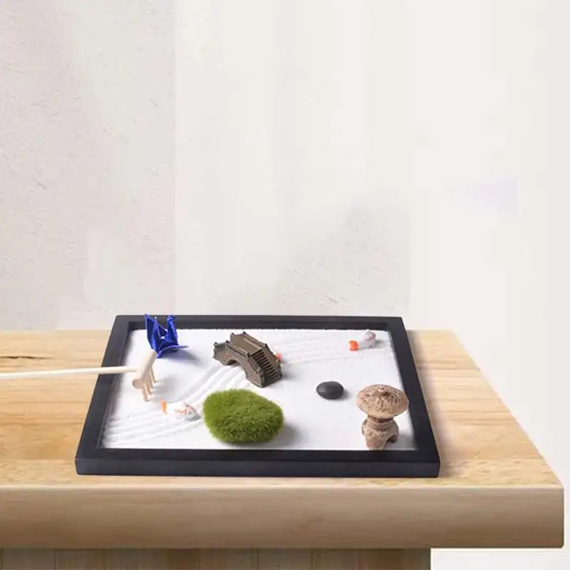 Zestaw Zen Garden-Japoński Mini Ogród Piaskowy na Biurko z Figurką Buddy