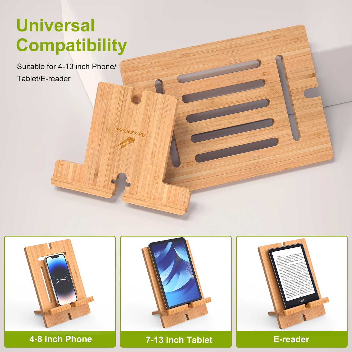 Bambusowa podstawka pod tablet i telefon-regulowana- na biurko