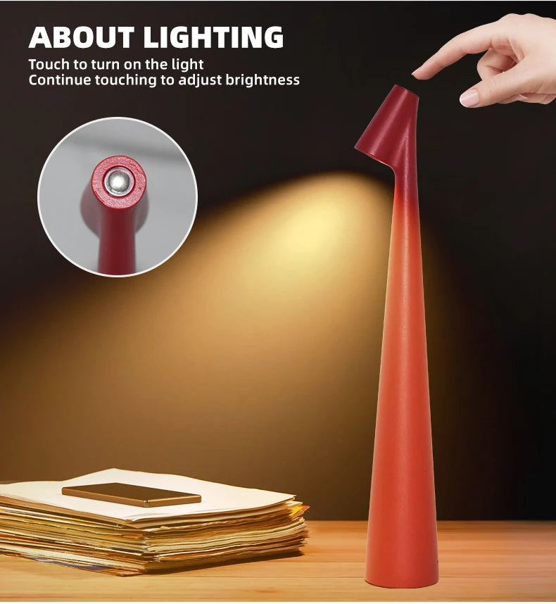Minimalistyczna lampka stołowa LED, bezprzewodowa, ładowana USB