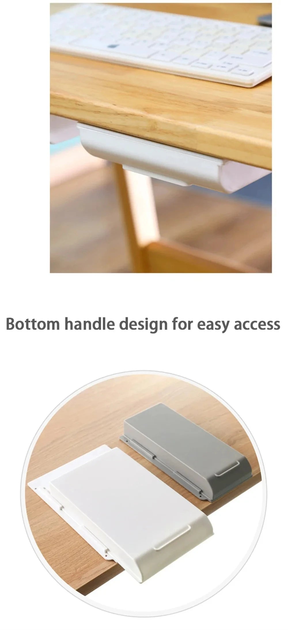 Organizer podblatowy na biurko – samoprzylepna szuflada na drobiazgi i przybory