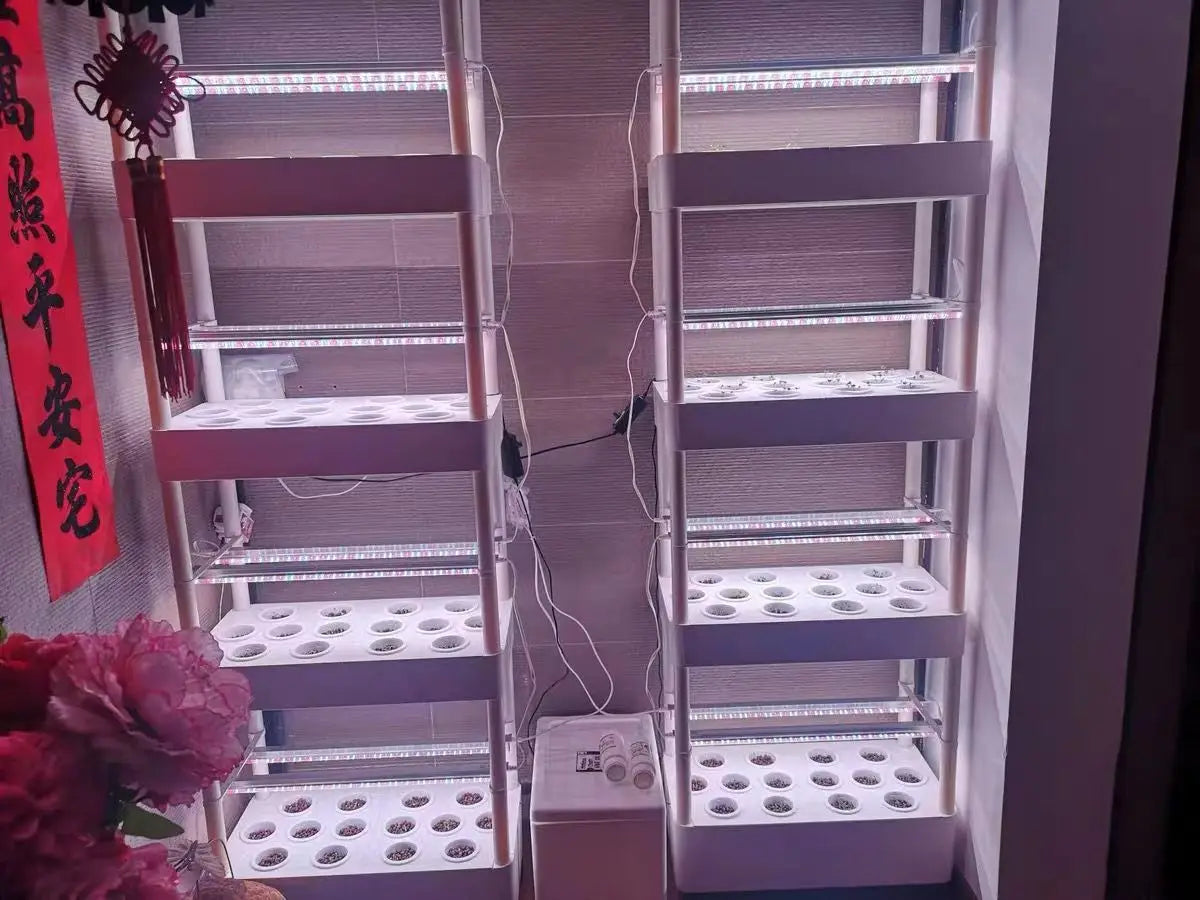 Zestaw do Uprawy Hydroponicznej z Lampą LED-4 Poziomy,56 Otworów