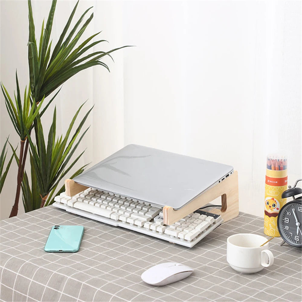 Drewniany Stojak Pod Laptopa 11-17 Organizer Biurkowy-Wood Laptop Stand
