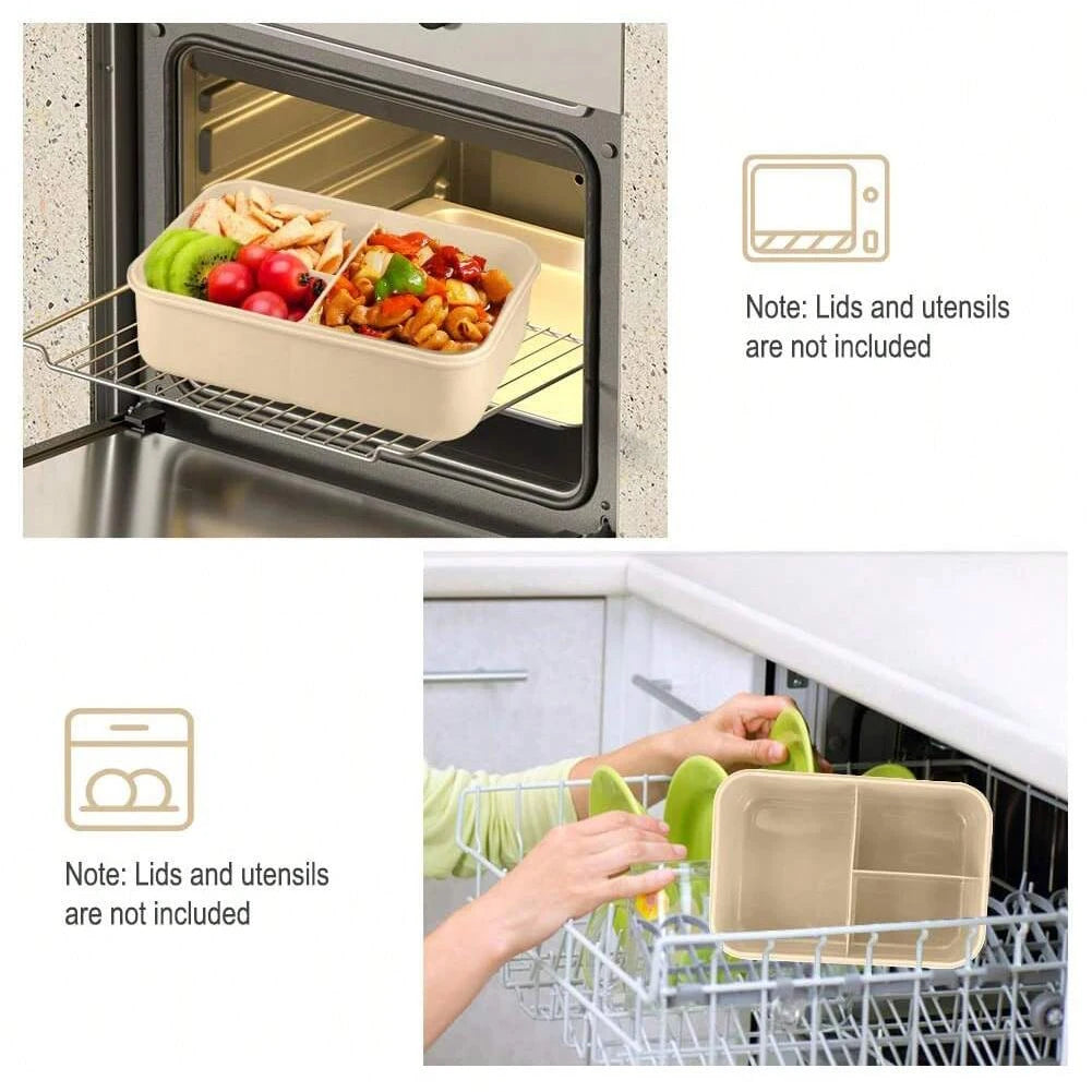 Lunchbox  4-komorowy z Pokrywką i Przegrodami – Pojemnik na Jedzenie do Pracy lub Szkoły