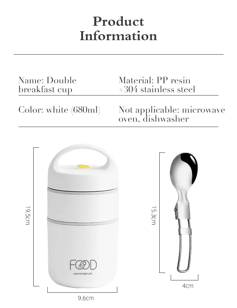 Lunchbox  termiczny ze stali nierdzewnej z torbą i łyżką.Dla dzieci i dorosłych