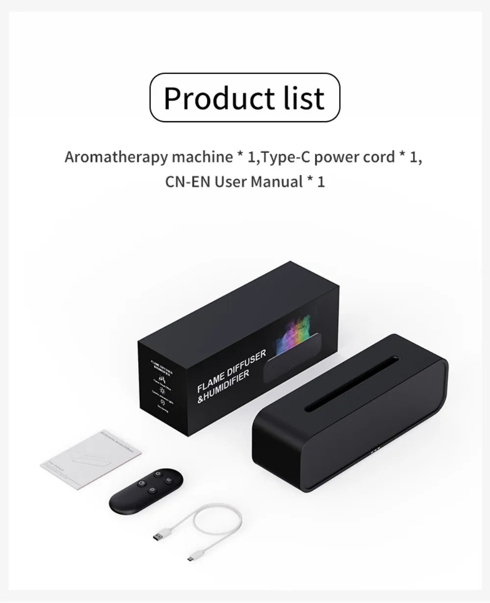 Nawilżacz Powietrza z Efektem Płomienia i Funkcją Dyfuzora LED