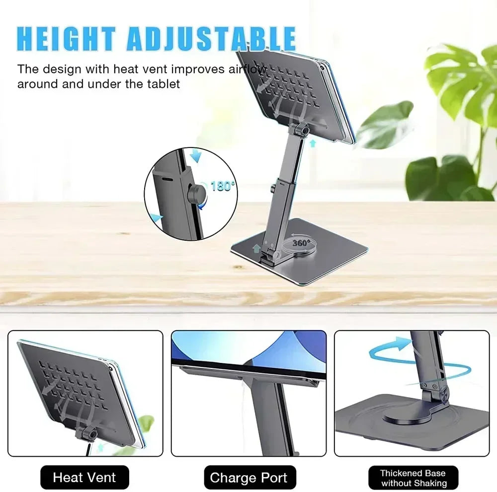 Aluminiowa podstawka pod tablet i laptop z regulacją wysokości i kąta obrotu 360°