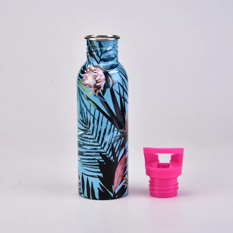 Termos Butelka Stalowa 750 ml z Rurką – Izolowana Próżniowo, Kolorowe Wzory