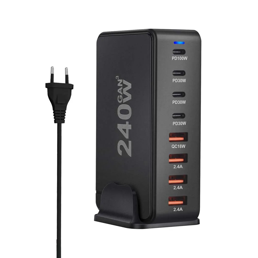 Wieloportowa ładowarka USB z szybkim ładowaniem i kompaktową konstrukcją