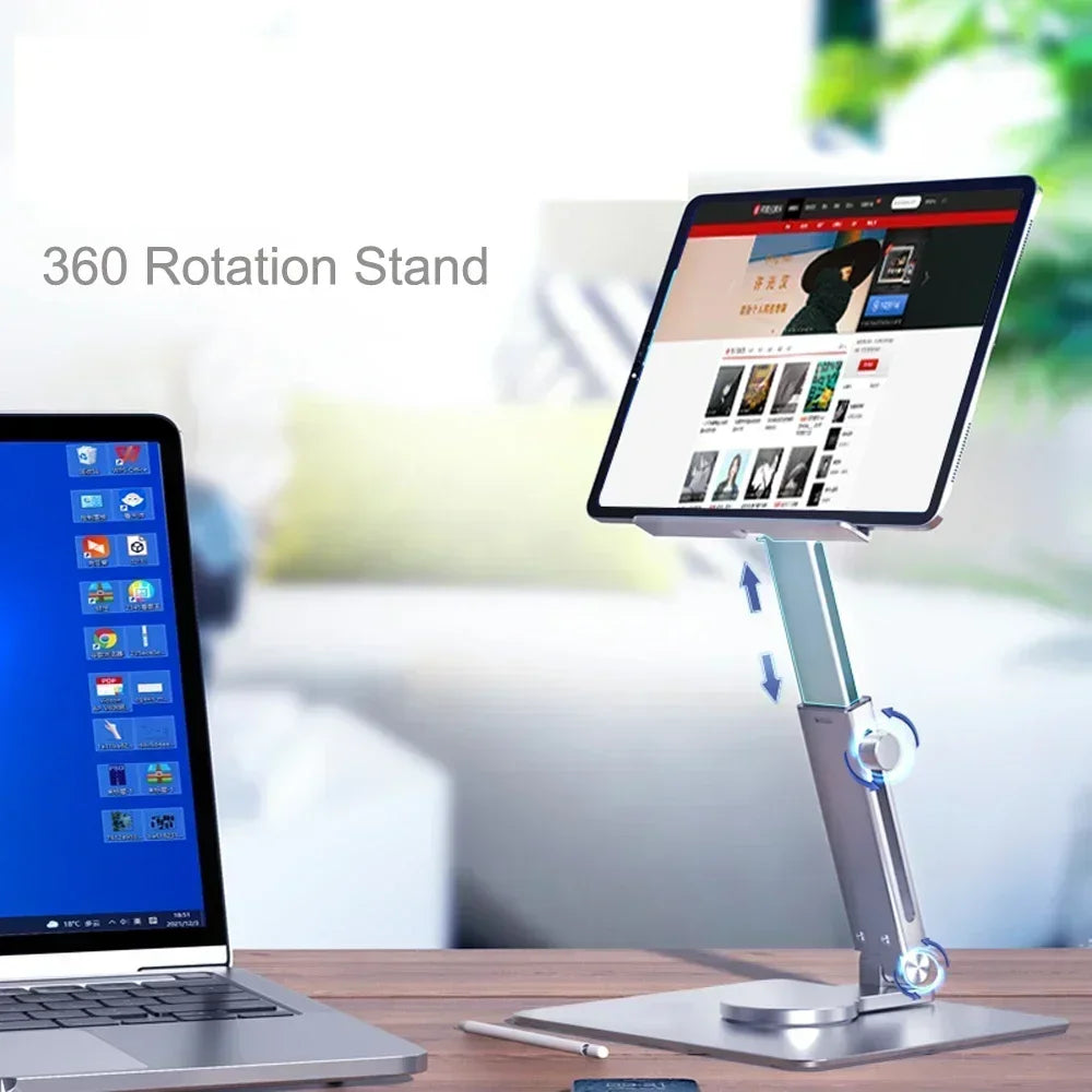 Aluminiowa podstawka pod tablet i laptop z regulacją wysokości i kąta obrotu 360°