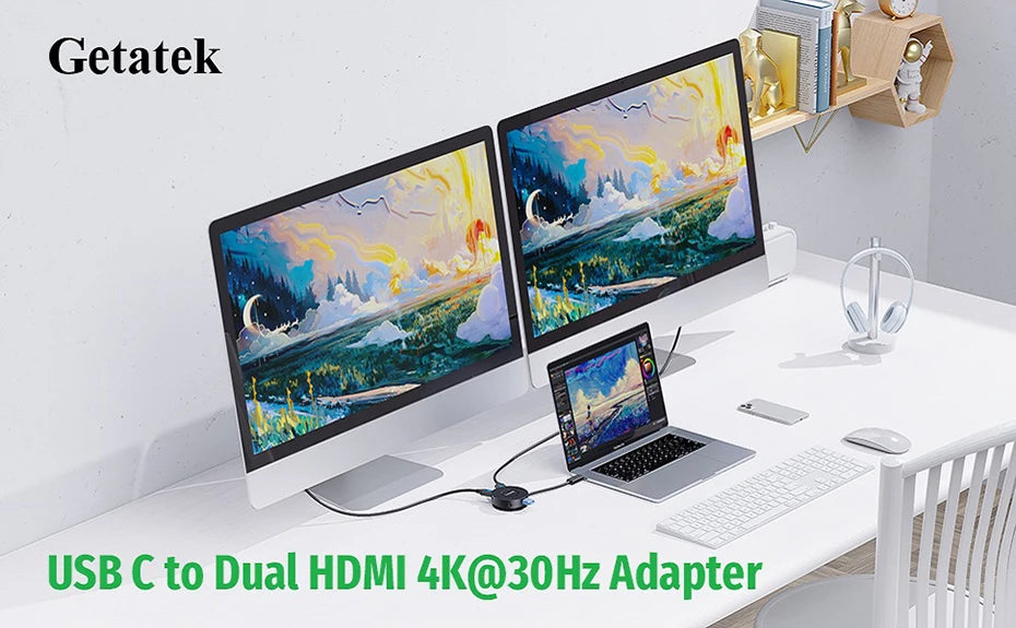Stacja dokująca USB-C 7w1 z podwójnym HDMI 4K,portem PD 100W i Gigabit Ethernet