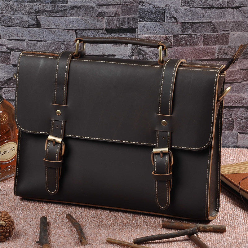 Torba Męska ze Skóry Naturalnej Crazy Horse Vintage – Brązowa